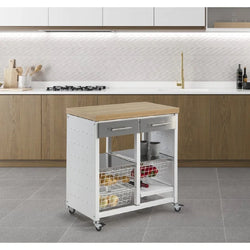 Lena Kitchen Storage Trolley - White