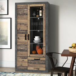 Amara Kitchen Storage Cupboard - Aged Effect/Brown