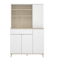 Buser Kitchen Storage Pantry Cupboard - White/Natural Oak