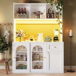 Natasha Kitchen Storage Pantry Cupboard With LED Light  - White