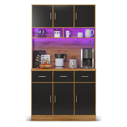 Benedict Kitchen Storage Pantry Cupboard - Black & Natural