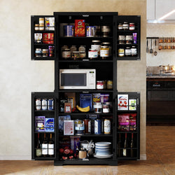 Alaric Tall Kitchen Storage Pantry Cupboard - Black