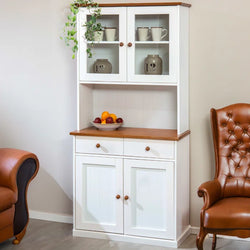 Pino Kitchen Storage Pantry Cupboard - White/Brown Sepia