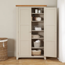 Audrey Kitchen Storage Pantry Cupboard - Grey - SOLID OAK