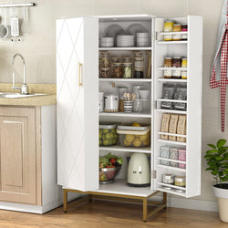 Jaimi Pantry Cupboard - White/Gold