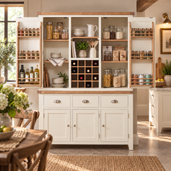 Briley Cream Painted Triple Kitchen Larder Pantry Cupboard