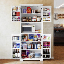 Alaric Tall Kitchen Storage Pantry Cupboard - White