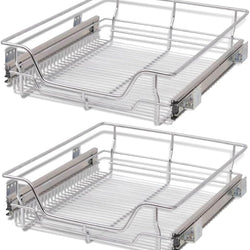 Zina Pull Out Larder Unit Baskets - Silver - 500mm - Set of 2