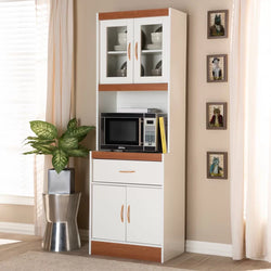 Keyla Kitchen Storage Pantry Cupboard - White/Cherry