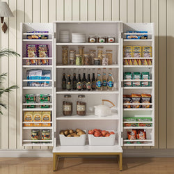 Ryland Kitchen Storage Pantry Cupboard - White & Gold