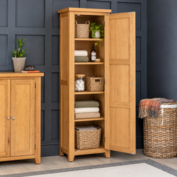 Harvill  Single Shaker Linen Storage Cupboard - Oak