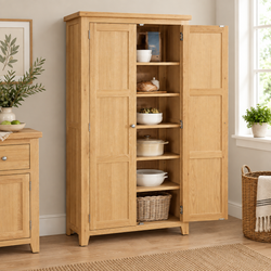 Ava Kitchen Storage Pantry Cupboard – Whitewash Oak – SOLID OAK