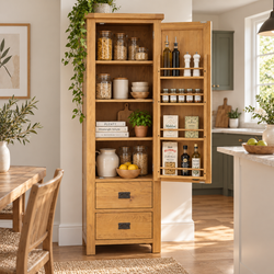 Aldreda Kitchen Storage Pantry Cupboard - Oak