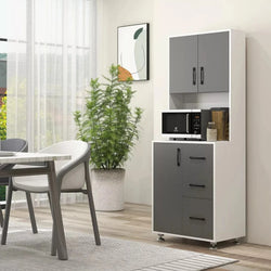 Avenza Multi Tier Kitchen Hutch Cabinet – Grey & White