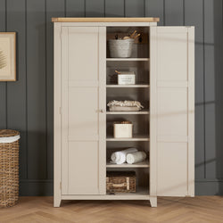 Ava Kitchen Storage Pantry Cupboard – Dove Grey – SOLID OAK