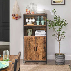Velvon Rustic Industrial Storage Hutch – Brown