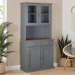 Pino Kitchen Storage Pantry Cupboard - Grey/Sepia Brown
