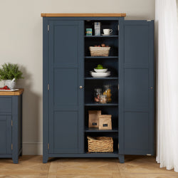 Ava Kitchen Storage Pantry Cupboard – Blue – SOLID OAK