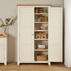 Ava Kitchen Storage Pantry Cupboard – Cream – SOLID OAK