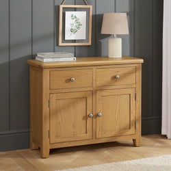 Orville Rustic 2 Door 2 Drawer Pantry Sideboard - Smoked Oak