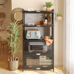 Naya Kitchen Storage Pantry Cupboard - Black