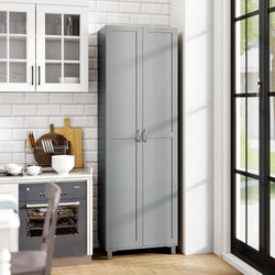 Veyla Tall Utility Pantry Cabinet with Double Doors - Grey