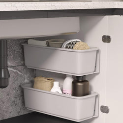 Lucas Pull Out Sliding Shelf Baskets - Grey - Set of 2