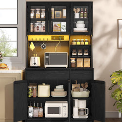 Percival Kitchen Storage Pantry Cupboard – Black