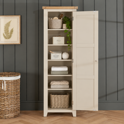 Harvill  Single Shaker Linen Storage Cupboard - Dove Grey