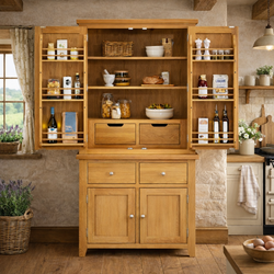 Arbela Kitchen Storage Pantry Cupboard - Whitewash Oak
