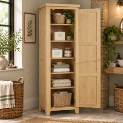 Harvill  Single Shaker Linen Storage Cupboard - Whitewash Oak