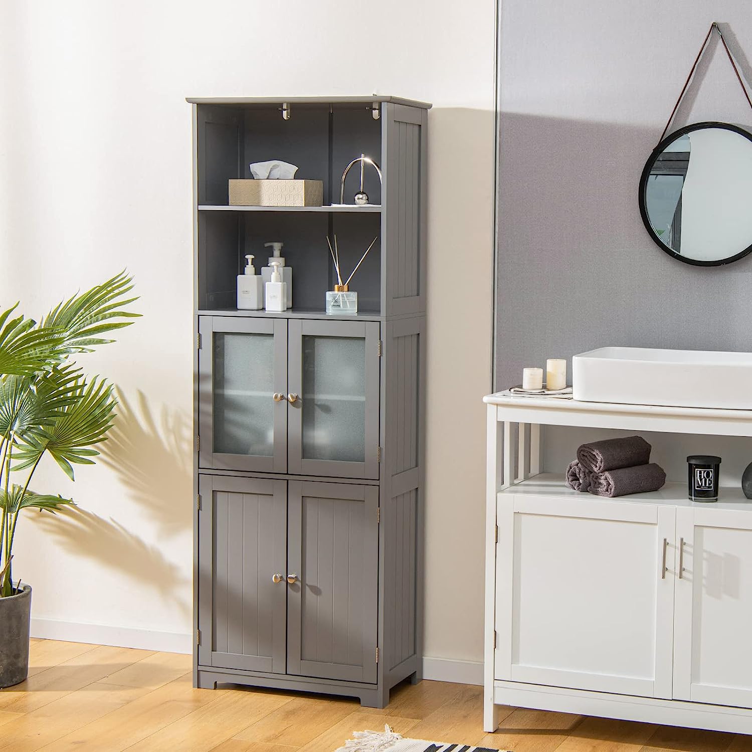 Grey on sale corner cupboard