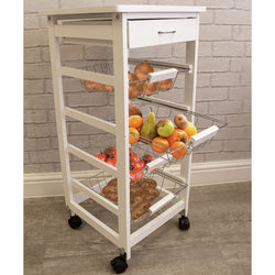 Cerra Kitchen Storage Trolley - White