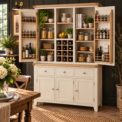 Briley Dove Grey Painted Triple Kitchen Larder Pantry Cupboard
