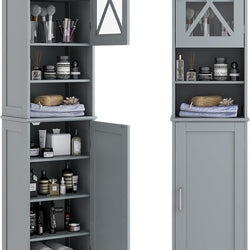 Calliope Kitchen Storage Cupboard - Grey