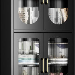 Dashiell Kitchen Storage Cupboard 155H 4 Doors- Black