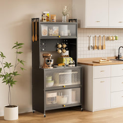 Cecil Kitchen Storage Pantry Trolley 60x40x162 - Black