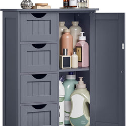 Justine Larder Cupboard 4 Drawers - Grey