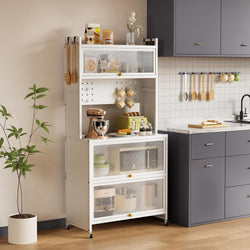 Cecil Kitchen Storage Pantry Trolley 60x40x162 - White