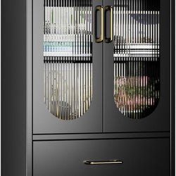 Dashiell Kitchen Storage Cupboard 155H 2 Drawers - Black