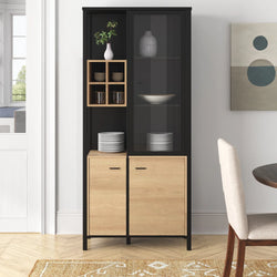 Lavinia Larder Cupboard - Black & Riviere Oak