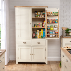 Abdel Kitchen Storage Pantry Cupboard - Cream - SOLID OAK & SOLID PINE