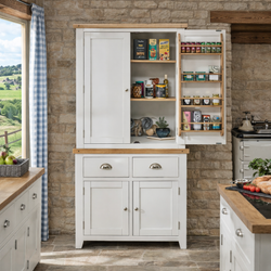 Abdel Kitchen Storage Pantry Cupboard - White - SOLID OAK & SOLID PINE