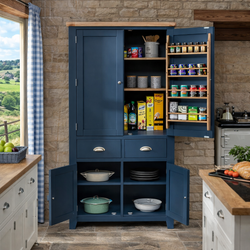 Abdel Kitchen Storage Pantry Cupboard - Dark Blue - SOLID OAK & SOLID PINE