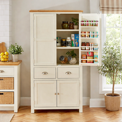 Abdel Kitchen Storage Pantry Cupboard - Cream - SOLID OAK & HARDWOOD