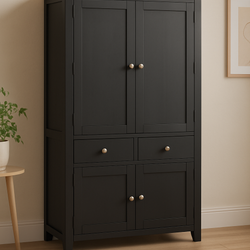 Abdel Kitchen Storage Pantry Cupboard - Black