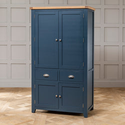 Abdel Kitchen Storage Pantry Cupboard - Dark Blue - SOLID OAK & SOLID PINE