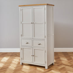 Abdel Kitchen Storage Pantry Cupboard - Light Grey - SOLID OAK & HARDWOOD