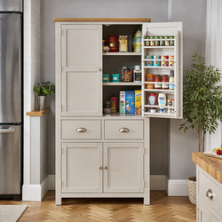 Abdel Kitchen Storage Pantry Cupboard - Light Grey - SOLID OAK & HARDWOOD