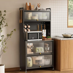 Cecil Kitchen Storage Pantry Trolley 80x40x162 - Black